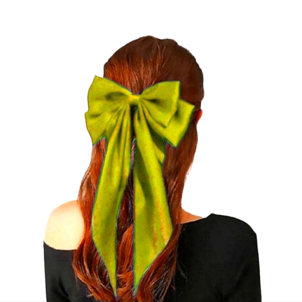 ECRU Oversized Satin Double Bow Barette Adult Fashion Hair Clip - Picture 1 of 1